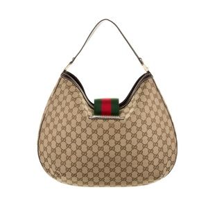 AUTHENTIC Gucci Brown Jacquard Canvas Hobo